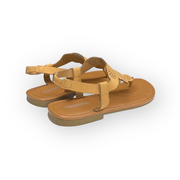 Sonoma ᪥ Laser Cut Vegan Leather Gladiator Thong Flat Sandals ᪥ Butter Yellow 6M - Picture 3 of 16
